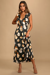 No Introductions Needed Black Burnout Floral Tiered Maxi Dress