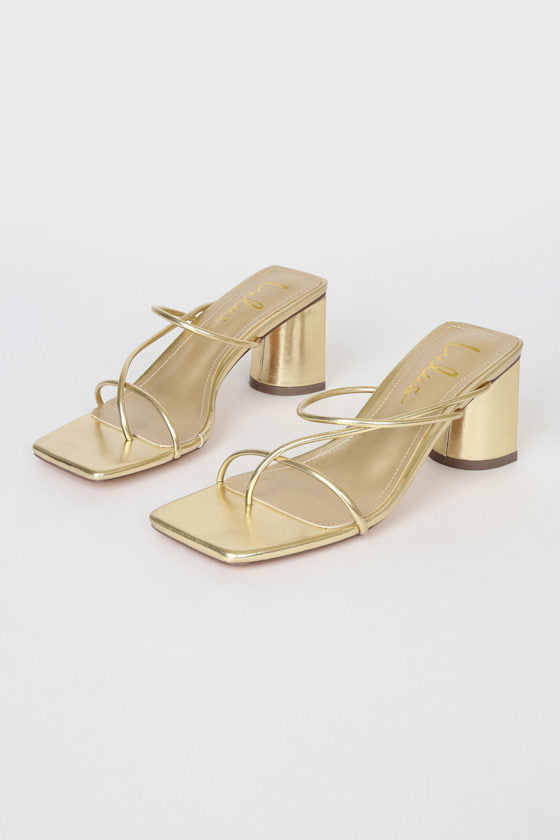 Jocelynn Gold Strappy High Heel Sandals
