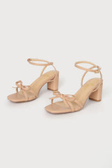 Rezzy Light Nude Bow Ankle Strap High Heel Sandals