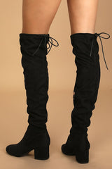Di Black Suede Over the Knee Boots