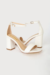 Arylee White Ankle Strap Heels