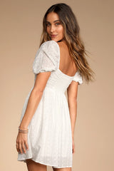 Sunny Day Stunner White Eyelet Embroidered Babydoll Dress