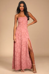 Garden of Romance Rusty Rose Burnout Maxi Dress