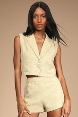 Perfect Company Olive Tweed High Waisted Shorts