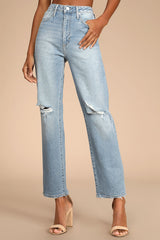 Generational Style Light Wash Distressed High-Rise Dad Jeans