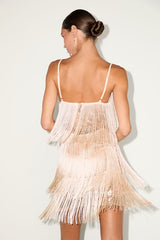 Get in the Groove Champagne Sequin Fringe Bodycon Dress