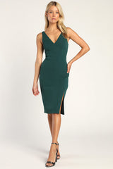 Iconic Moment Dark Green Bodycon Midi Dress