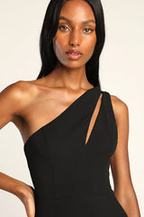 Enchanted Energy Black One-Shoulder Maxi Dress