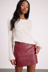 Harley Burgundy Vegan Leather Mini Skirt