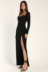 Glamorous Sweetheart Black Long Sleeve Maxi Dress