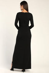 Glamorous Sweetheart Black Long Sleeve Maxi Dress