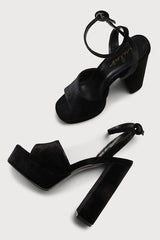 Gorgyy Black Velvet Platform High Heel Sandals