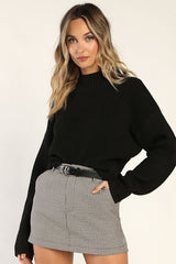 Snuggly Days Black Cropped Mock Neck Sweater