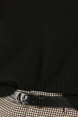 Snuggly Days Black Cropped Mock Neck Sweater