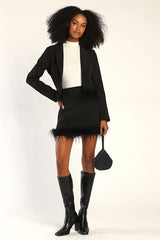 Celebratory Sweetie Black Feather Mini Skirt