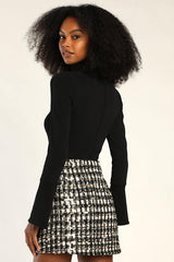 Bubbly Vibe Black White and Gold Sequin Boucle Mini Skirt