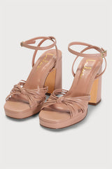 Sunty Light Nude Ankle Strap High Heel Sandals