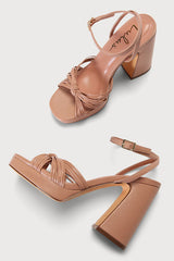 Sunty Light Nude Ankle Strap High Heel Sandals