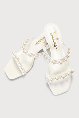 Damii White Pearl Slide Sandals