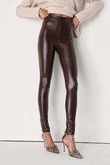 Rock Music Chocolate Brown Vegan Leather Leggings
