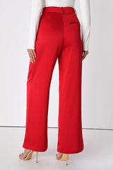 Modern Approach Red Satin Wide-Leg Pants
