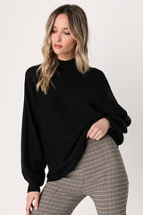 Cozy Perfection Black Dolman Sleeve Sweater Top