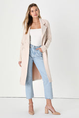 Chic Calling Beige Suede Trench Coat