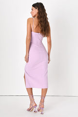 Stun and Done Lilac Sleeveless Bodycon Midi Dress