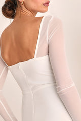Lovingly Yours White Mesh Long Sleeve Maxi Dress