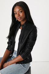 Heartlines Black Vegan Leather Moto Jacket