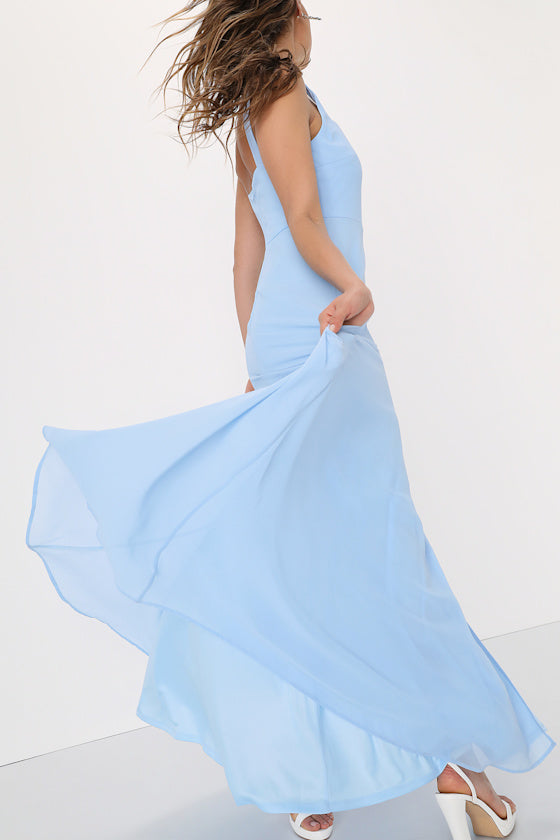 Remarkable Arrival Powder Blue Sleeveless Maxi Dress