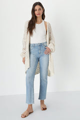 Crochet it Ain't So Ivory Oversized Cardigan Sweater