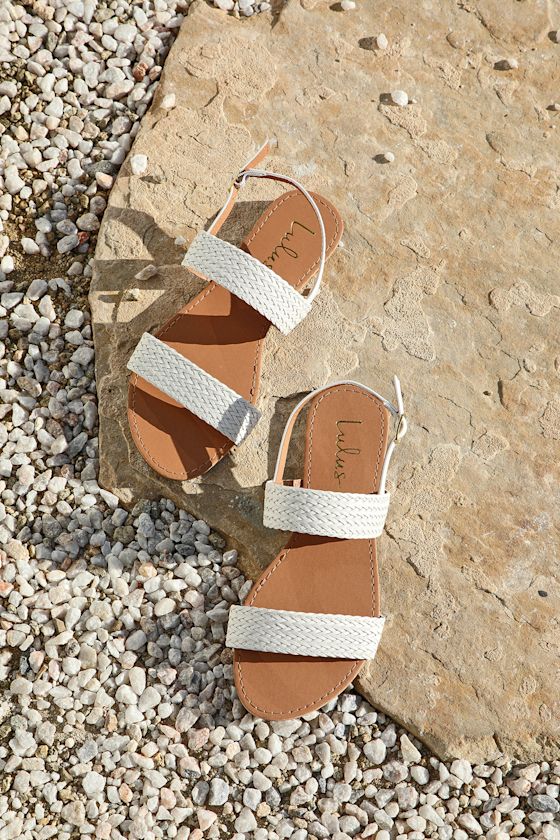 Blaise White Flat Sandals