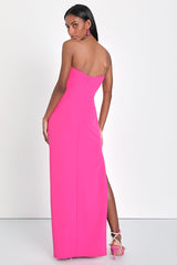 Elaborate Excellence Hot Pink Strapless Bodycon Maxi Dress