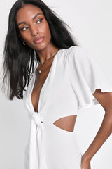 Perfect Day for Love White Cutout Tie-Front Mini Dress