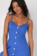 Favorite Find Royal Blue Linen Mini Dress With Pockets