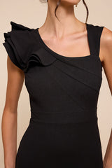 Lucette Black Sleeveless Ruffled Mermaid Maxi Dress