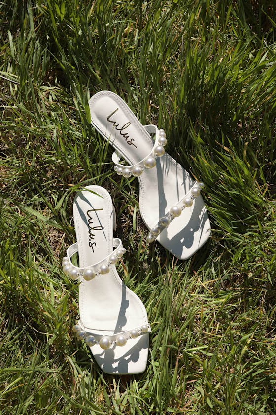 Damii White Pearl Slide Sandals