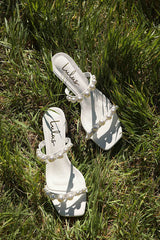 Damii White Pearl Slide Sandals