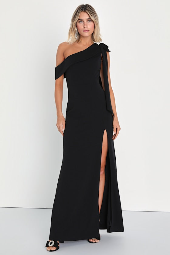 Stepped Out Stunning Black One-Shoulder Mermaid Maxi Dress