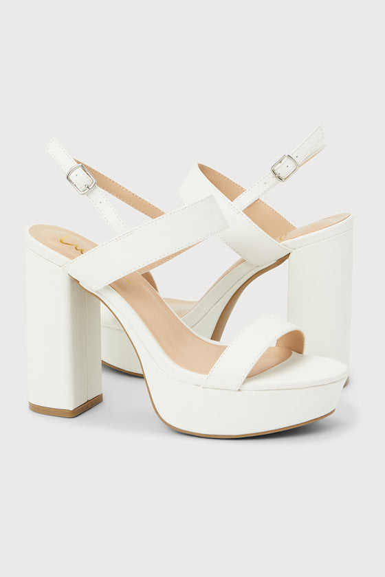 Acee White Platform Heels