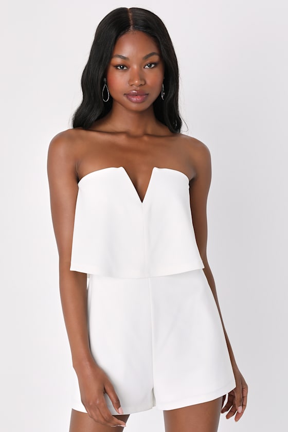 Power of Love White Strapless Romper