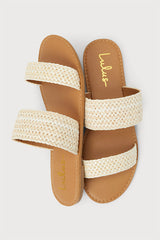 Catey Ivory Woven Slide Sandals