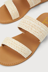 Catey Ivory Woven Slide Sandals