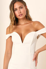 Idyllic Perfection White Plunge Sleeveless Mermaid Maxi Dress