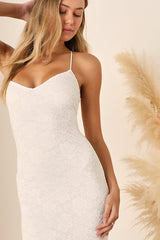 Perfectly Beloved White Lace Sleeveless Lace-Up Maxi Dress
