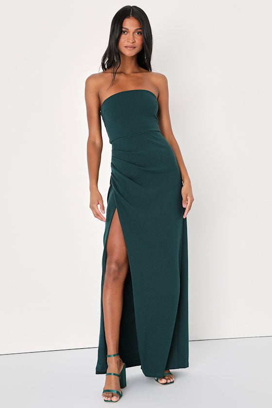 Foxy Emerald Green Strapless Maxi Dress