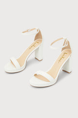 Kinsella White Platform Ankle Strap High Heels