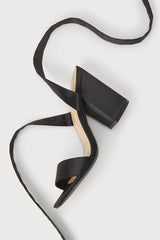 Alta Black Satin Lace-Up Heels