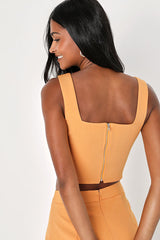 Divinely Sunny Light Orange Sleeveless Two-Piece Romper